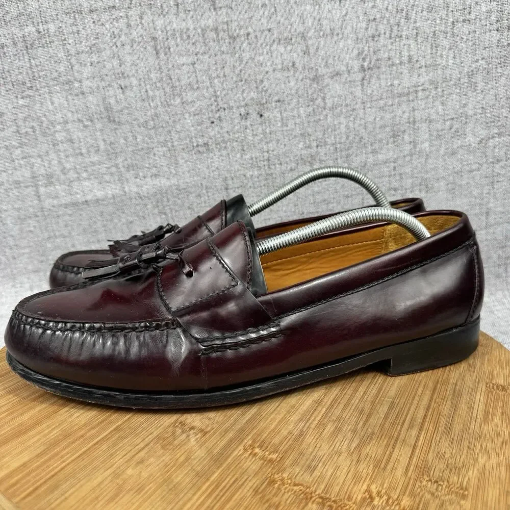 Cole Haan Pinch Tassel Loafers Men's Size 11.5 D Burgundy Leather Dress Shoes